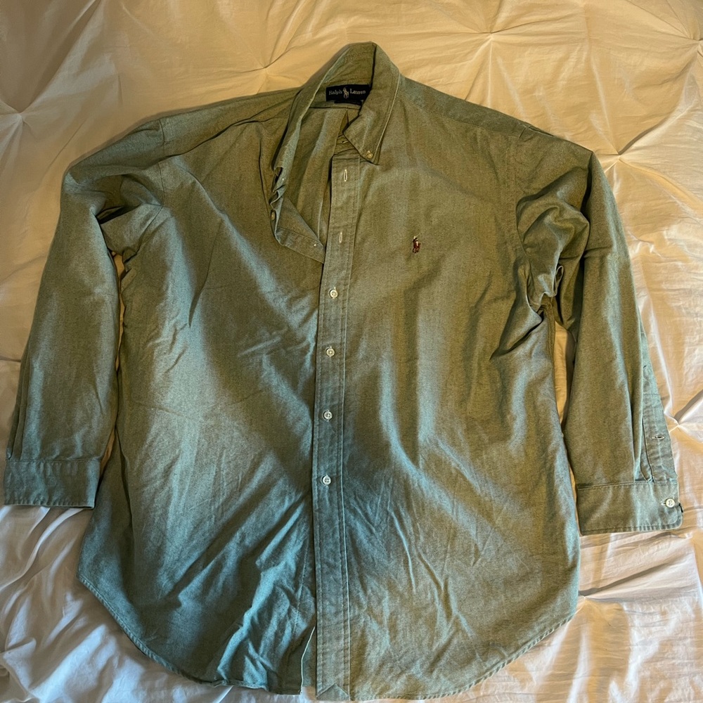 mens ralph lauren blue button down shirt